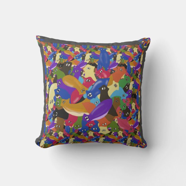 Colourful Crazy Crosseyed Planarian Worms Throw Pillow (Front)