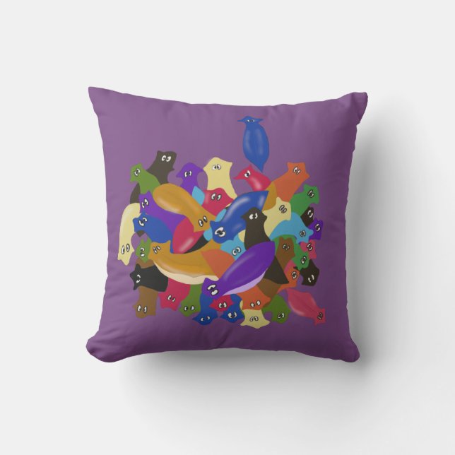 Colourful Crazy Crosseyed Planarian Worms Throw Pillow (Front)