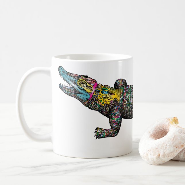 Colourful Crocodile Coffee Mug (With Donut)
