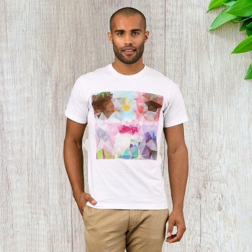 Colourful Crystal Geometric Shapes Mens T_Shirt
