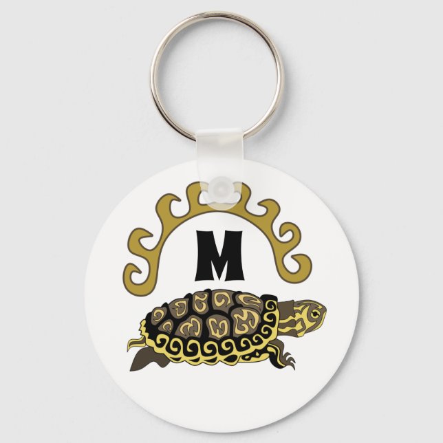 Colourful Cumberland Slider Turtle Monogram Keychain (Front)