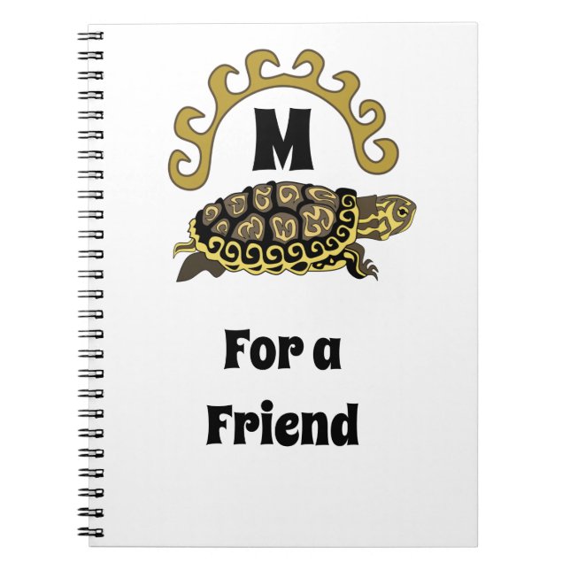 Colourful Cumberland Slider Turtle Monogram Notebook (Front)