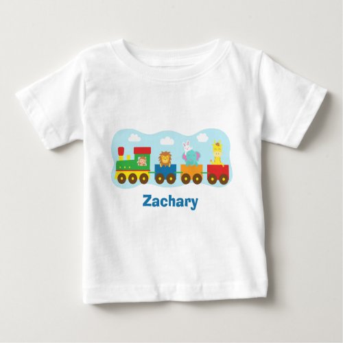 Colourful Cute Animals Train for Babies Baby T_Shirt