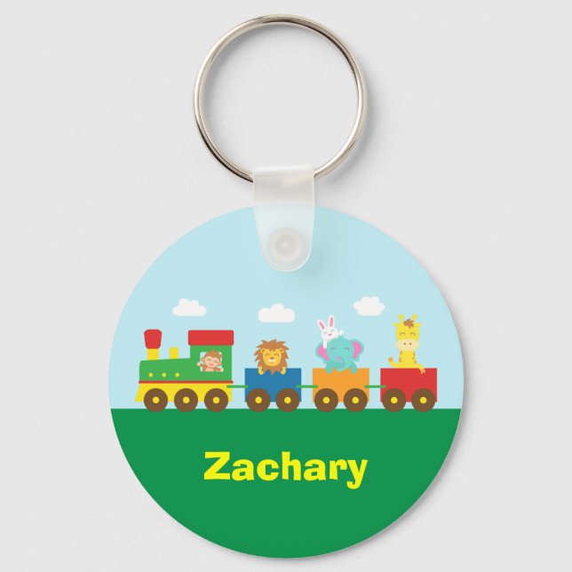 Colourful Cute Animals Train for Kids Keychain (Front)