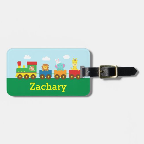 Colourful Cute Animals Train for Kids Luggage Tag