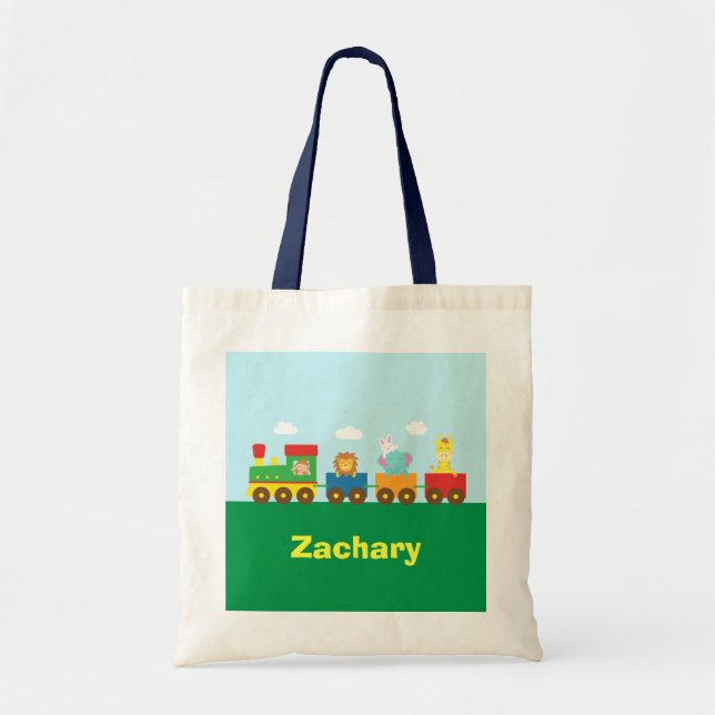 Colourful Cute Animals Train for Kids Tote Bag (Front)
