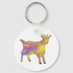 Colourful Cute Artsy Goat Funny Funky Animal Art Keychain