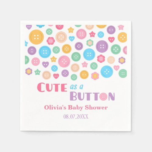 Colourful Cute as a Button Baby Shower Supplies Napkins