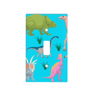 Colourful cute dinosaur kids room nursery light switch cover