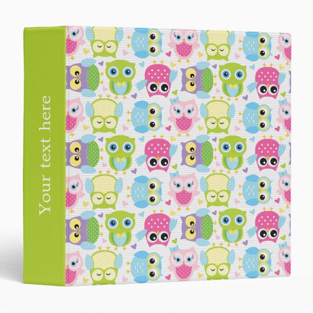 Colourful cute little owls pattern binder (Front/Spine)