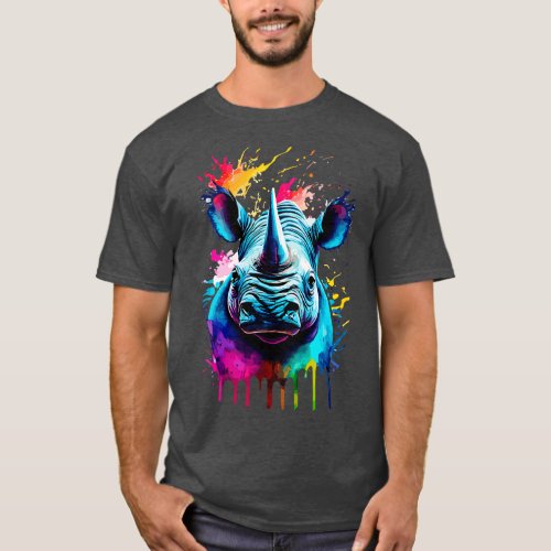 Colourful Cute Rhinoceros T_Shirt