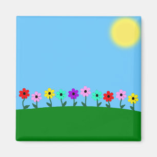Colourful Daisies Background Magnet