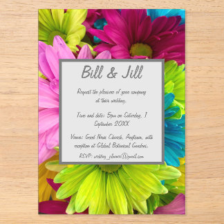Colourful Daisies Floral Wedding Acrylic Invitations