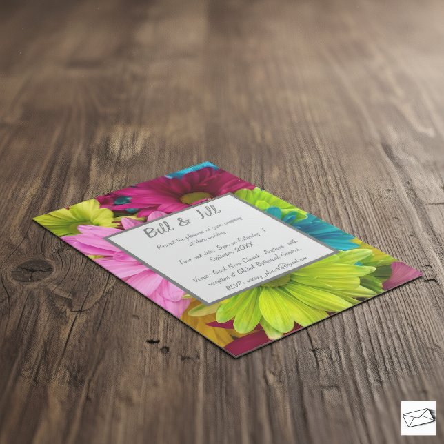 Colourful Daisies Floral Wedding Invitation (Creator Uploaded)