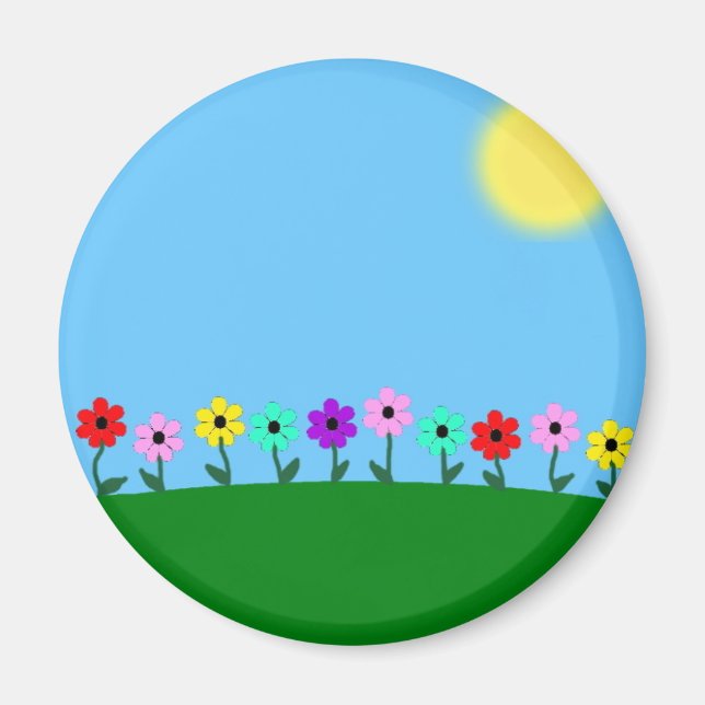 Colourful Daisies Magnet (Front)