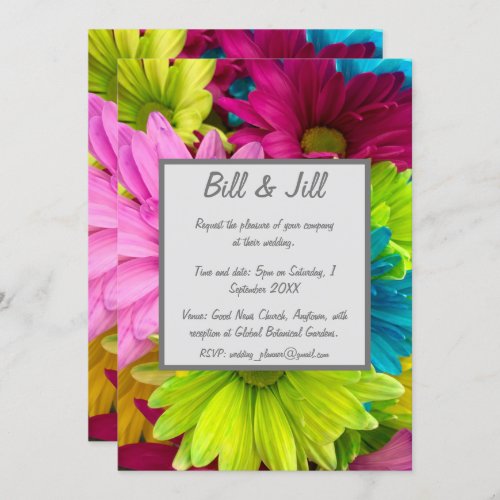 Colourful Daisies Wedding Invitation