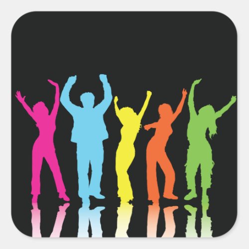 Colourful Dancers Dancing Around Square Sticker