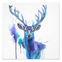 Colourful Deer Watercolour Photo Print