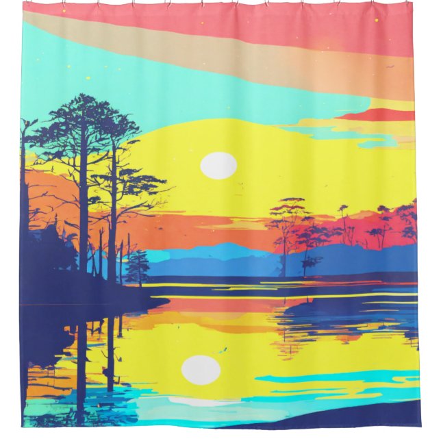 Colourful Digital Design Shower Curtain – Vibrant  (Front)