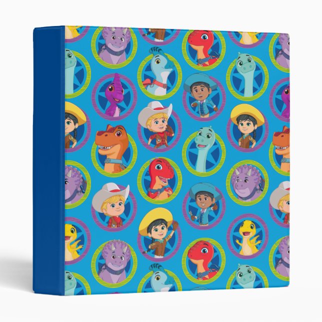 Colourful Dino Ranch Pattern 3 Ring Binder (Front/Spine)