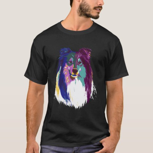 Colourful Dog Rough Collie T_Shirt