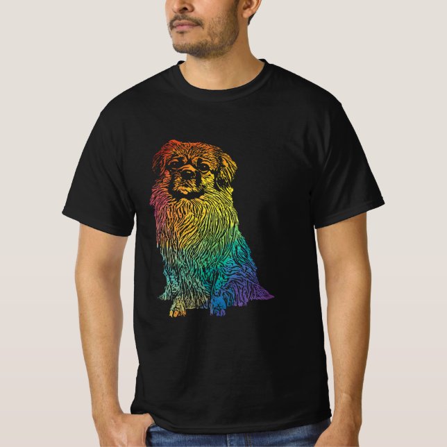 Colourful Dog Tibetan Spaniel Graphic Pet Animal L T-Shirt (Front)