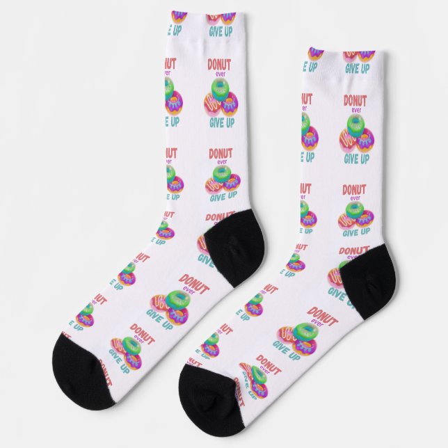 Colourful Donut ever Give Up Motivational Quotes Socks (Left)