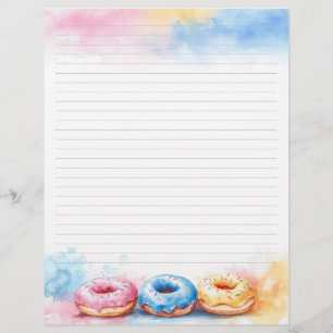 Colourful Donuts Stationery Lined Writing Paper