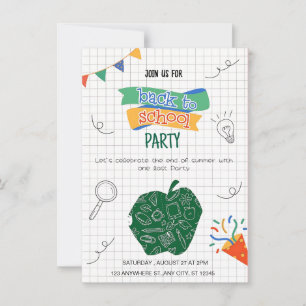 Colourful Doodle Fun: Back to School Party Invitation