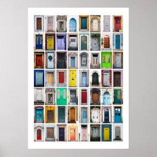 Colourful Doors Collage Poster