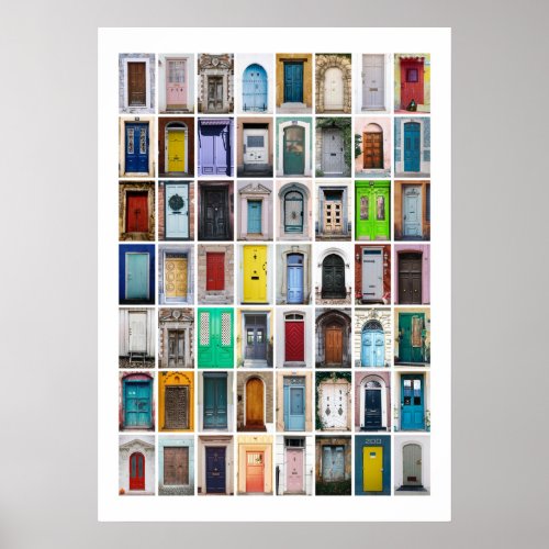 Colourful Doors Collage Poster