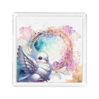 Colourful Dove Acrylic Tray