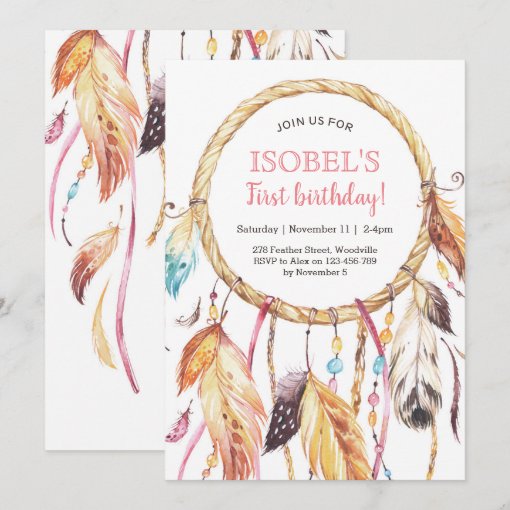 Colourful Dream Catcher Birthday Invitation | Zazzle