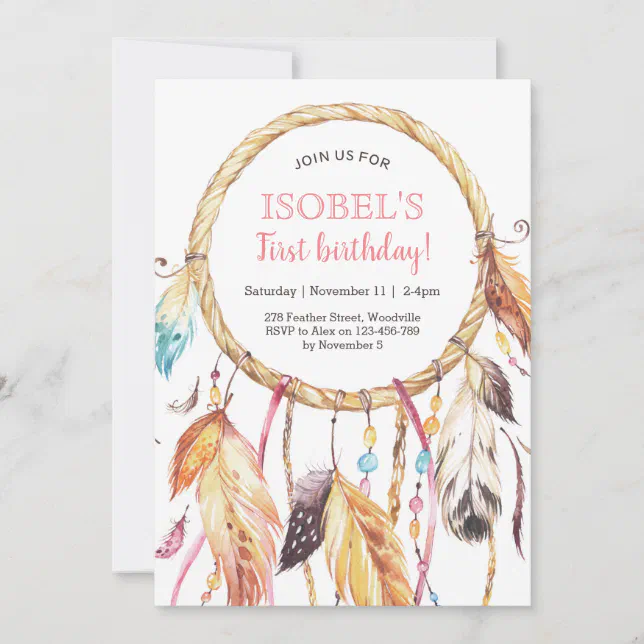 Colourful Dream Catcher Birthday Invitation | Zazzle