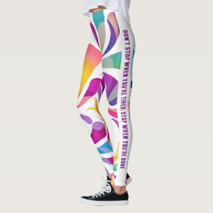 Colourful drop pattern   motivation quote active  leggings