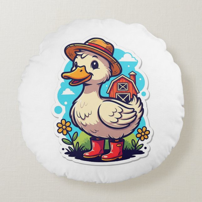 Colourful Duck t-shirt Round Pillow (Front)