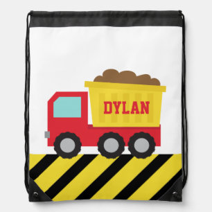 Colourful Dump Truck, Construction Vehicle, Boys Drawstring Bag