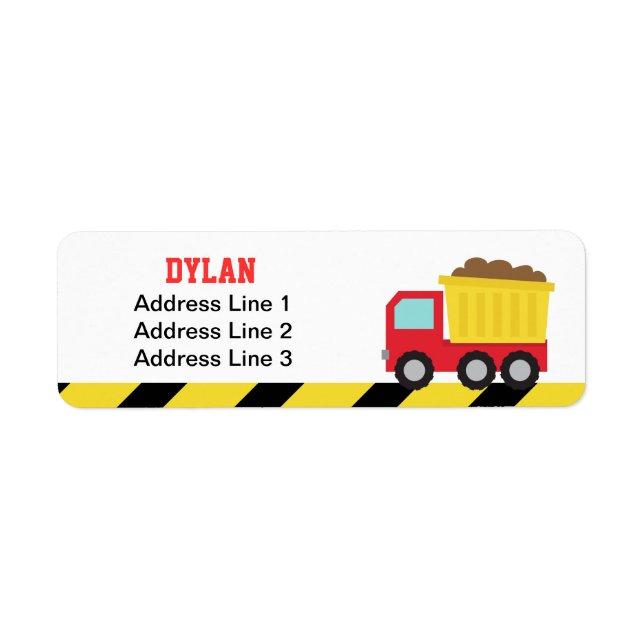 Colourful Dump Truck, Construction Vehicle for Boy Label (Front)