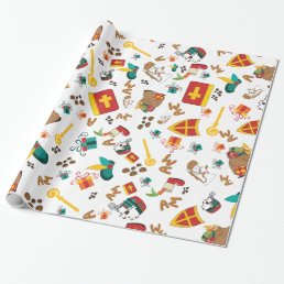 Colourful Dutch Holiday Sinterklaas Design Wrapping Paper