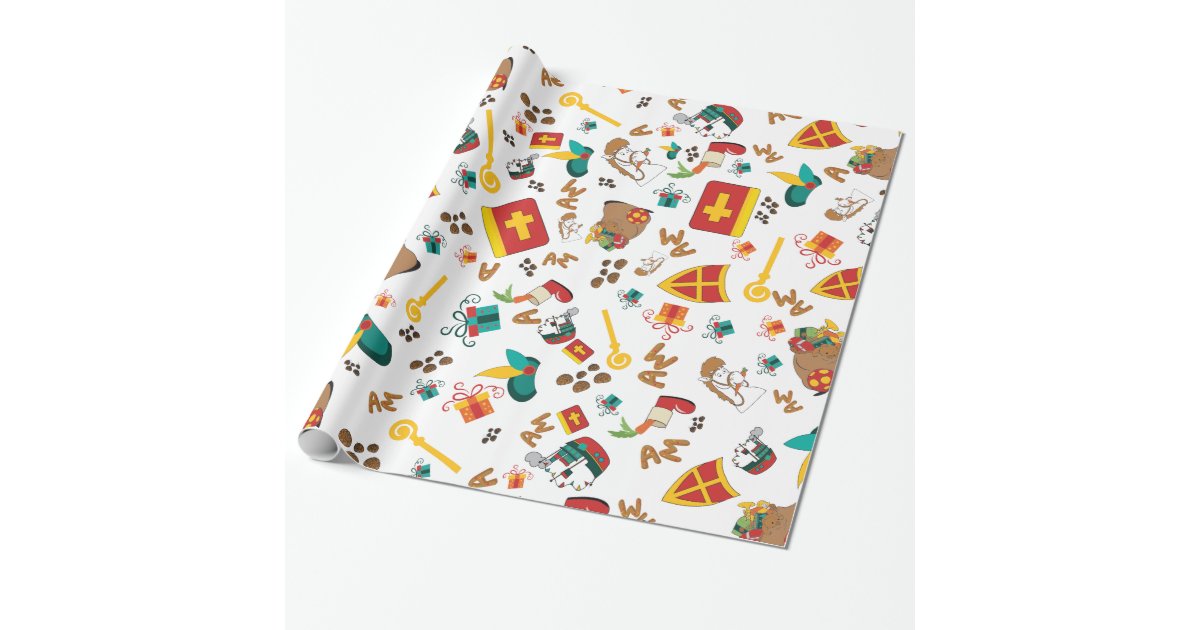 Colourful Dutch Holiday Sinterklaas Design Wrapping Paper Zazzle Com