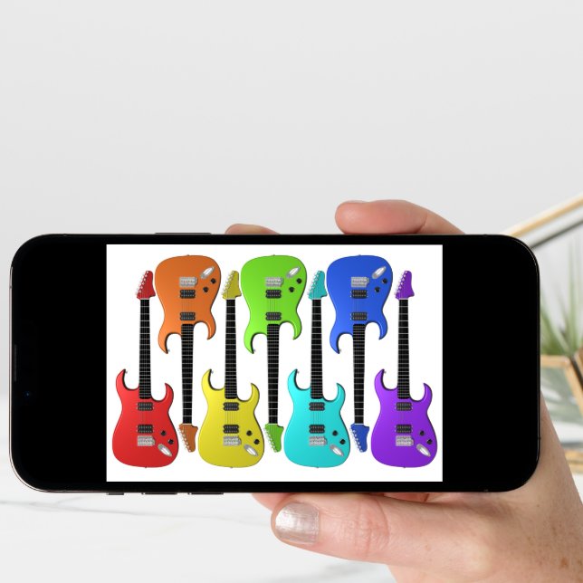 Colourful Electric Guitars Note Cards (Front Digital)