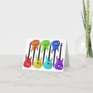 Colourful Electric Guitars Note Cards