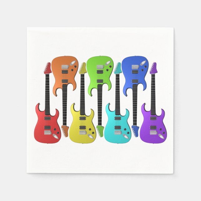 Colourful Electric Guitars Paper Napkins (Front)