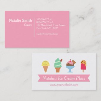 Colourful, Elegant, Ice Cream Parlour Business Business Card | Zazzle