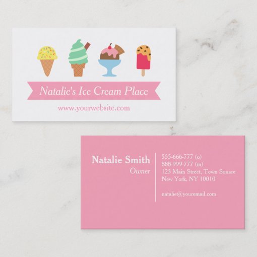 Colourful, Elegant, Ice Cream Parlour Business Business Card Zazzle