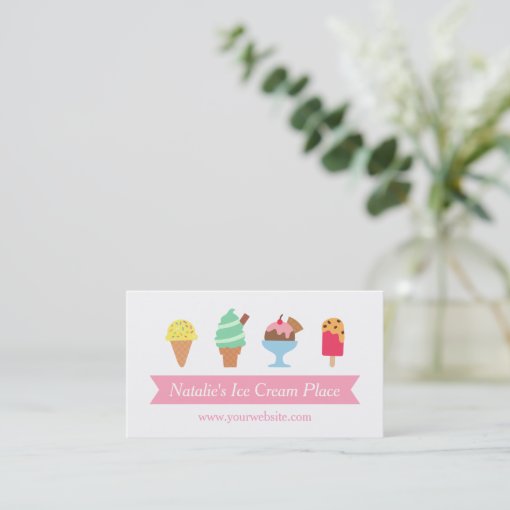 Colourful, Elegant, Ice Cream Parlour Business Business Card Zazzle