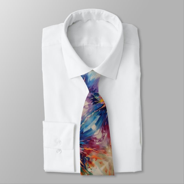 Colourful Energetic Abstract Burst Neck Tie (Tied)