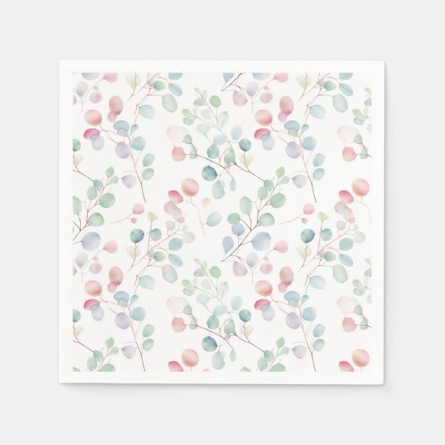 Colourful Eucalyptus Foliage Paper Napkins (Front)