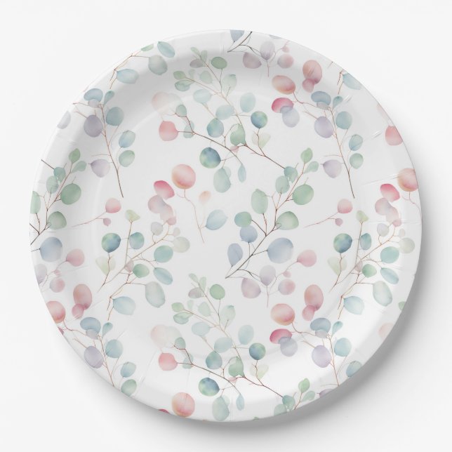 Colourful Eucalyptus Foliage  Paper Plates (Front)