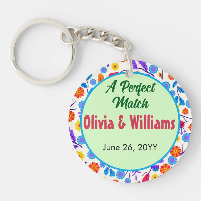 Colourful Exotic Floral Pattern-23146 Keychain (Front)